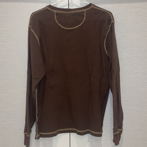 TIMBERLAND BROWN LONG SLEEVE WAFFLE BUTTON SHIRT! Size: XL - Picture 5 of 6